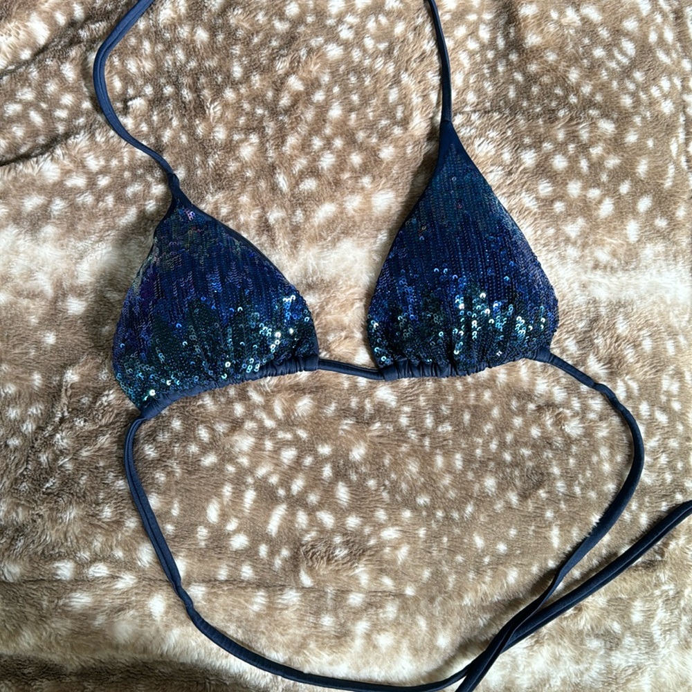 OVS bikini top in blue sequins